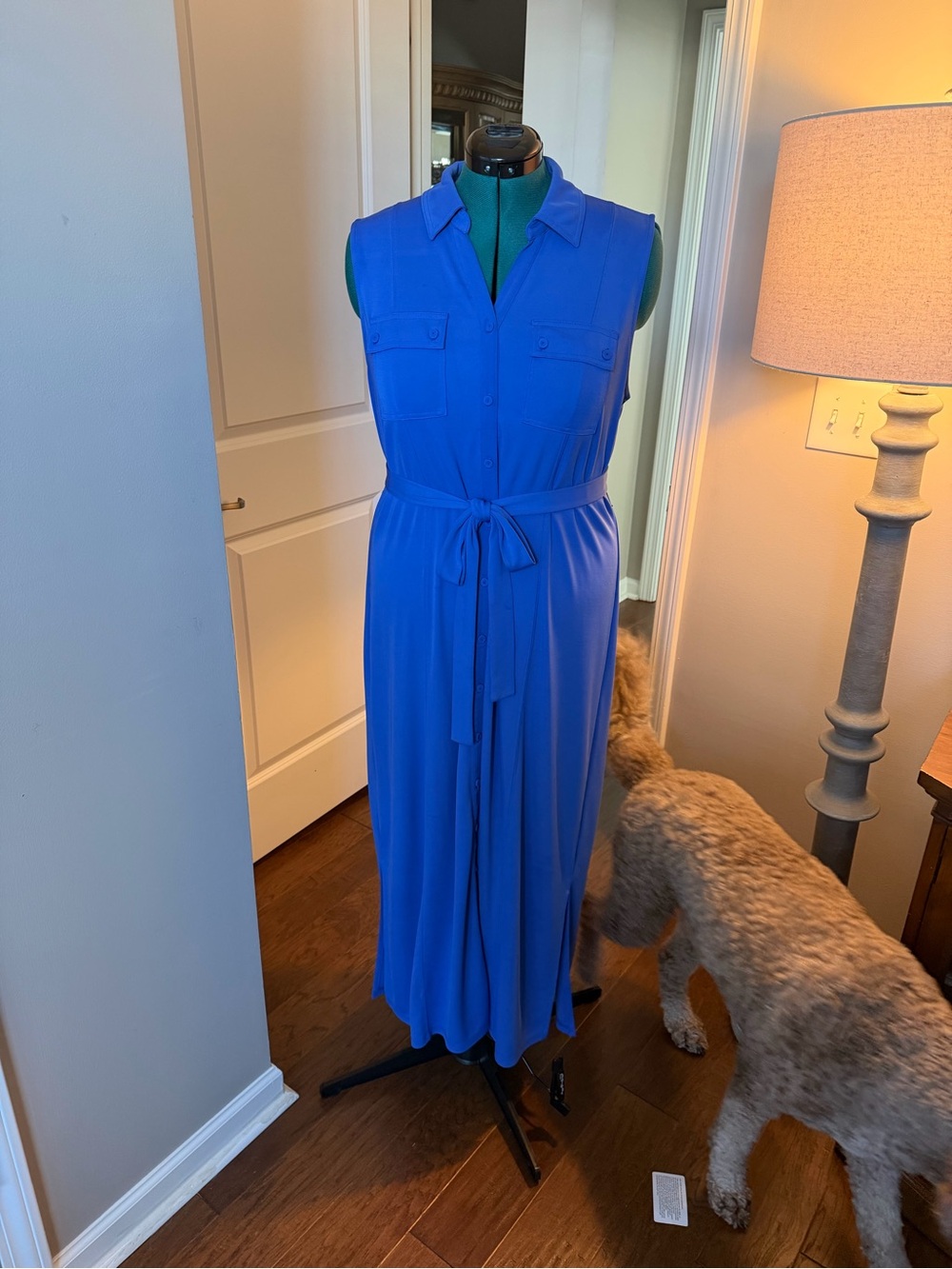 Talbots Sleeveless Shirt Dress in Cobalt Blue